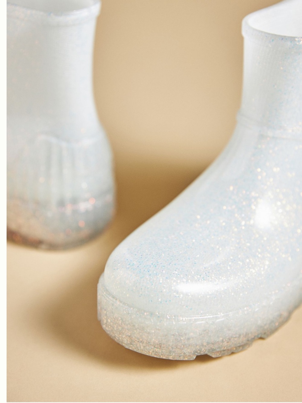 UGG Glitter Drizlita Short Rain Boots - Pearl White with Glitter - 9 - Picture 4 of 10